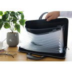 Versatile Canvas A4 Documents File Bag Large Capacity Double Zipper Accordion Folder 12-Layer Business Briefcase