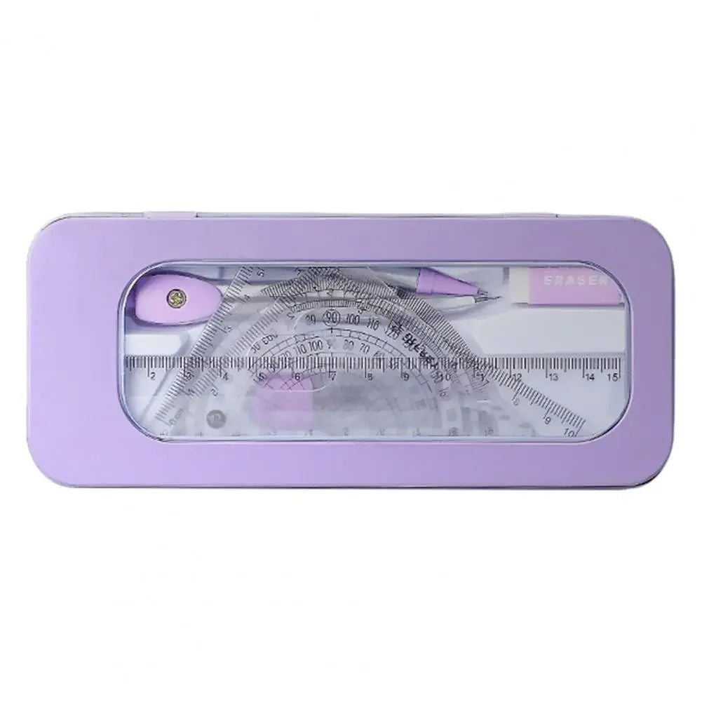 Student compass Protractor clear scale accurate mathematical geometry games school stationery 7 pieces per set