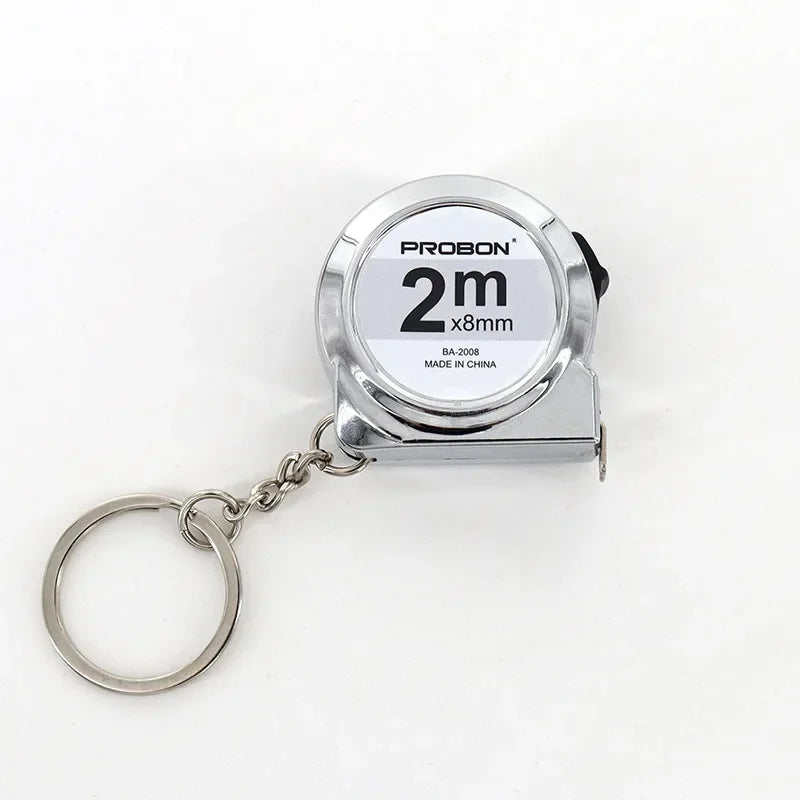 Mini Tape Measure 2m Retractable Portable Keychain Design Mild Steel Small Measuring Tool for DIY Crafting Sewing Household