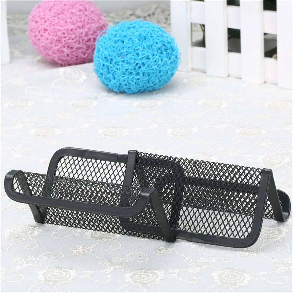 Black Metal Mesh Business Card Holder Desktop Business Card Display Stand Box Office Cards Holder Desk Shelf Storage Organizer