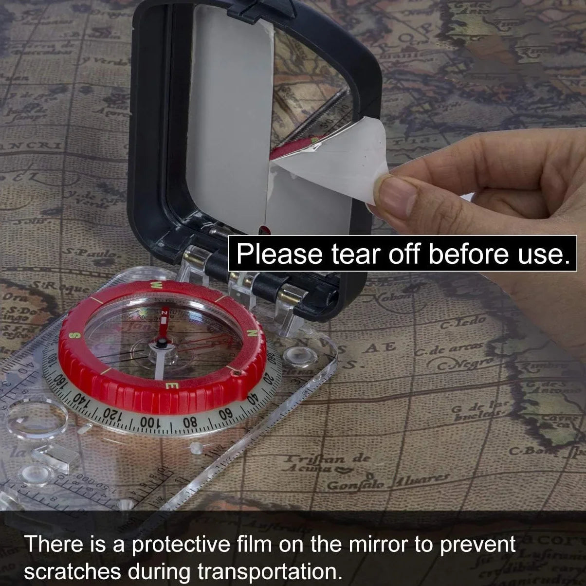 Orienteering Map Compass-Sighting Mirror with Adjustable Declination,Clinometer&LED Light for Hiking,Camping,Hunting,Mountaineer