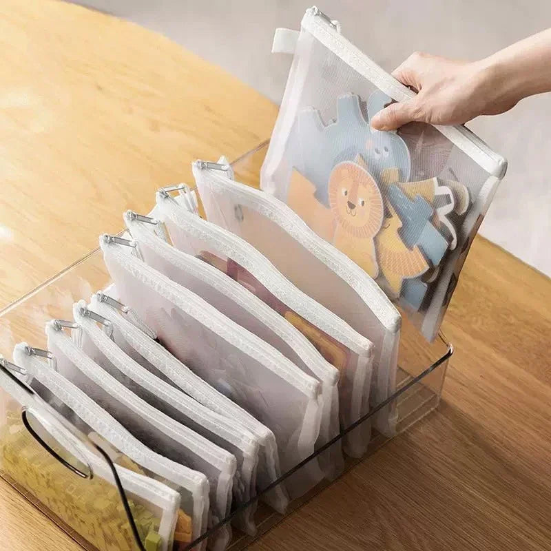 Transparent  A4/A5/A6 Mesh Zipper Pouch Clear Document Bag Book File Folders Stationery Pencil Case Storage Bags Makeup Pouch