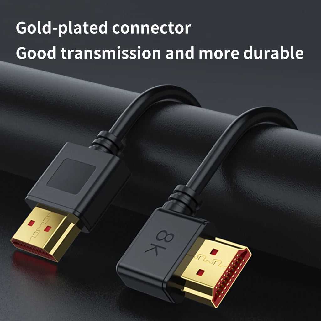8K HDMI-compatible Cable 2.1 High Speed 48Gbps 8K@60Hz 4K@240Hz HDCP HDR 90 Degree Bend HD Cord  for PS5 PC Gaming Monitor HDTV