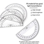 Professional Plastic Set Square Drafting Tools Transparent Angle Protractor Geometry With Handle Scale Ruler School Office