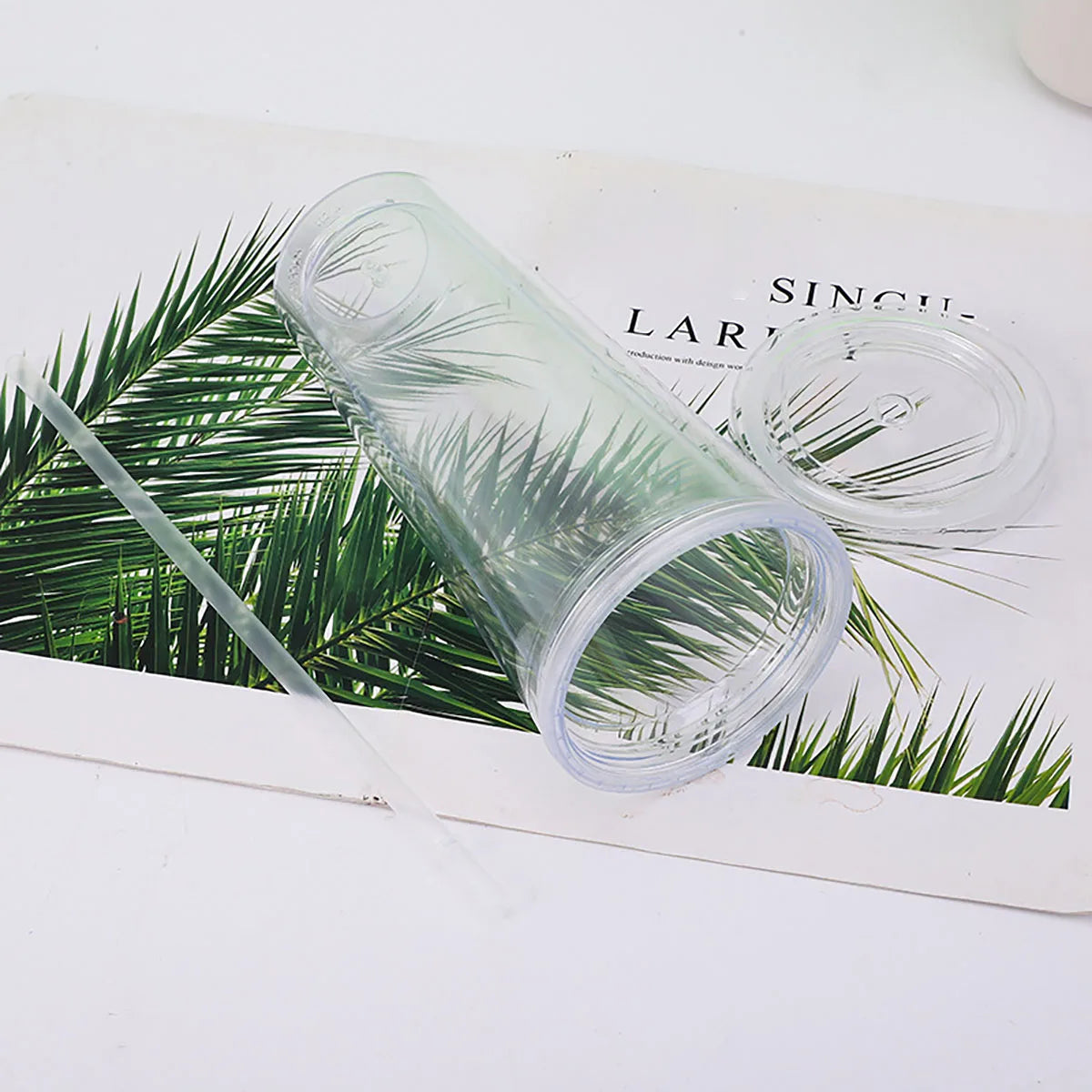 1pc  Transparent and minimalist water cup with straw, reusable, used for DIY smoothie cups for coffee, milk, and beverages