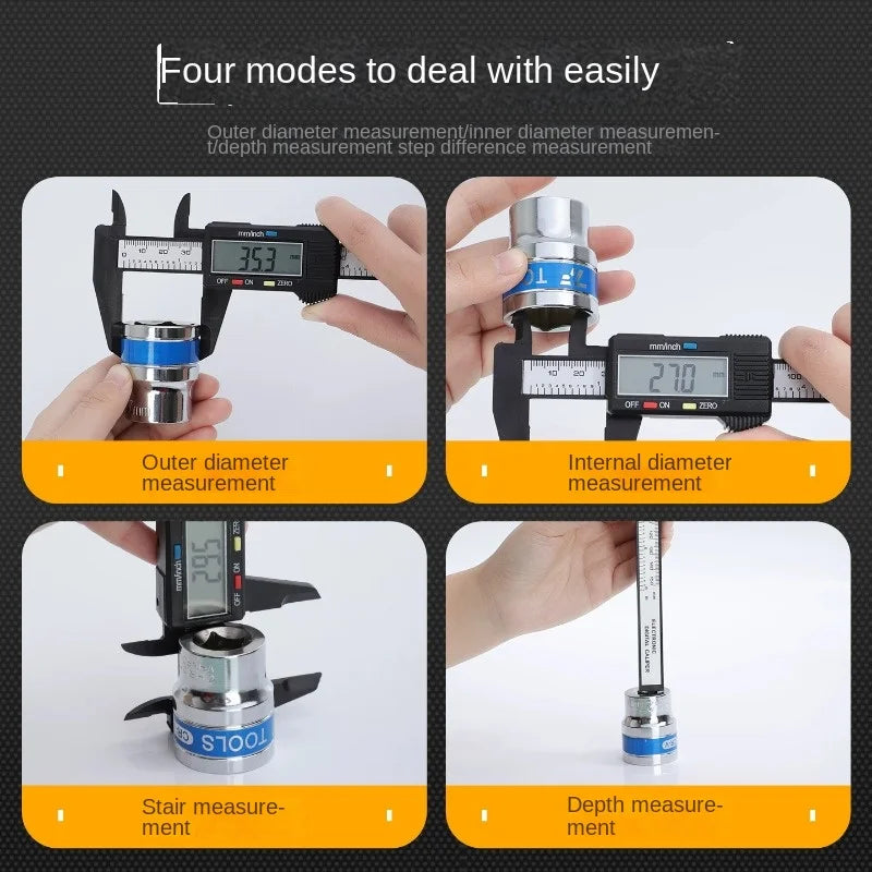150mm 100mm Electronic Digital Caliper Carbon Fiber Dial Vernier Caliper Gauge Micrometer Measuring Tool Digital Ruler