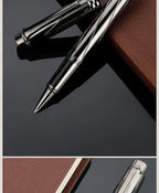 1 PC High Quality Luxury Full Metal Ballpoint Pen Silver Plating Ball Pens Business Writing Signing School Office Supplies 03733