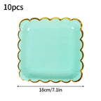 10pcs/set Disposable Birthday Tableware Cup Paper Plate Straws Birthday Party Wedding Decoration Kids Baby Shower Party Supplies
