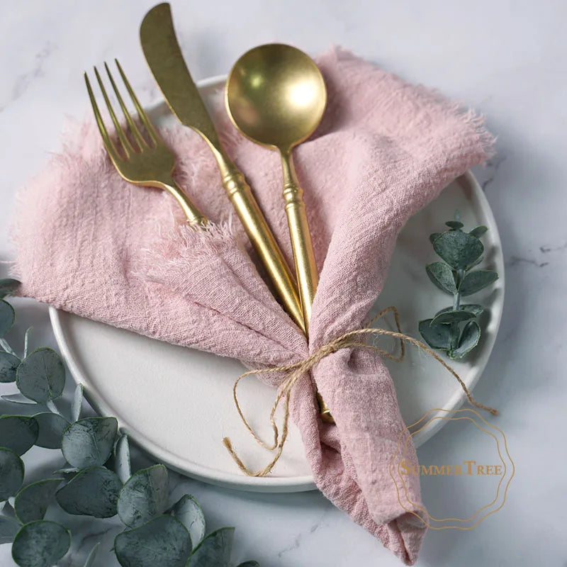Napkin 41x41cm Cotton Cloth Gauze Retro Burr Rustic Kitchen Towel Dining Place Mat Wedding Party Dinner Mariage Table Decoration