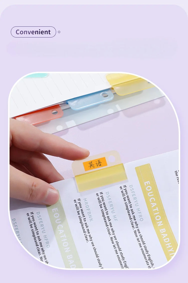 5pcs Plastic Index Clip Colorful Multi-function Bookmark Clip Transparent File Classification File Classification Clamp