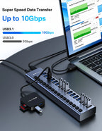 Acasis 16/10/7 Port USB Hub 10Gbps Individual Switch Charging Data Transfer for PC Laptop Workstation Multi Device Expansion