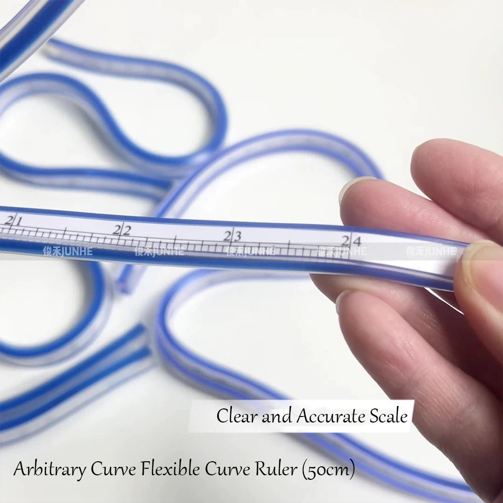 Flexible Curve Ruler 50cm Double-Sided Scale Multi-Functional Soft Ruler for Garment Pattern Making Bendable Arc Ruler, Essentia