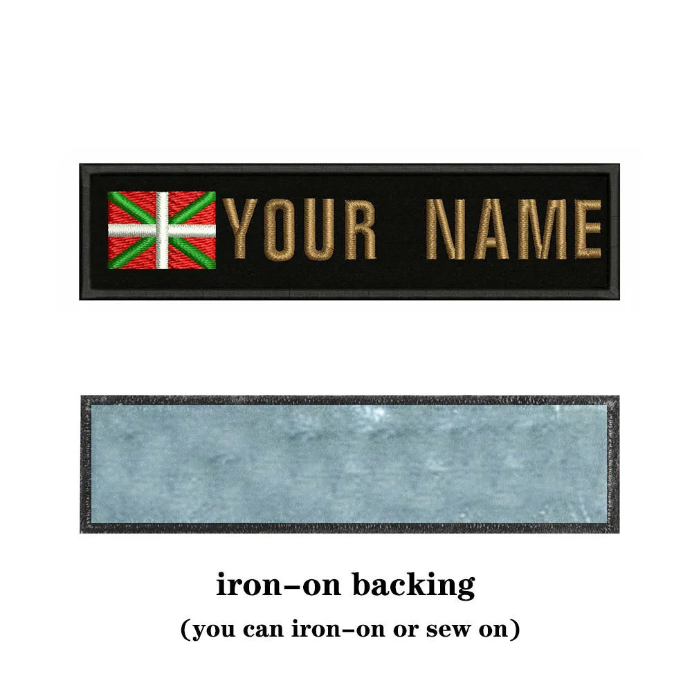 Basque Flag 10X2.5cm Embroidery Custom Name Text Patch Stripes Badge Iron On Or  Patches