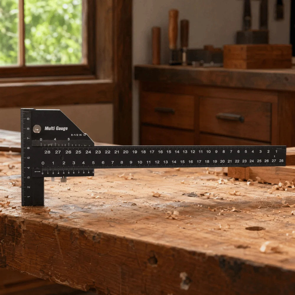 Multi-Angle Sliding T Square Ruler Anodized Finish Aluminum Alloy Construction Sliding Depth Gauge Woodworking Scribe Ruler