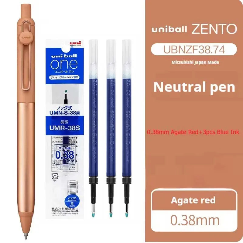 New Uni uniball Zento Flow Metal Rollerball Pen Aluminum Grip Gel Pens 0.5mm Water-Based Black Ink Ultra Smooth Writing Japan
