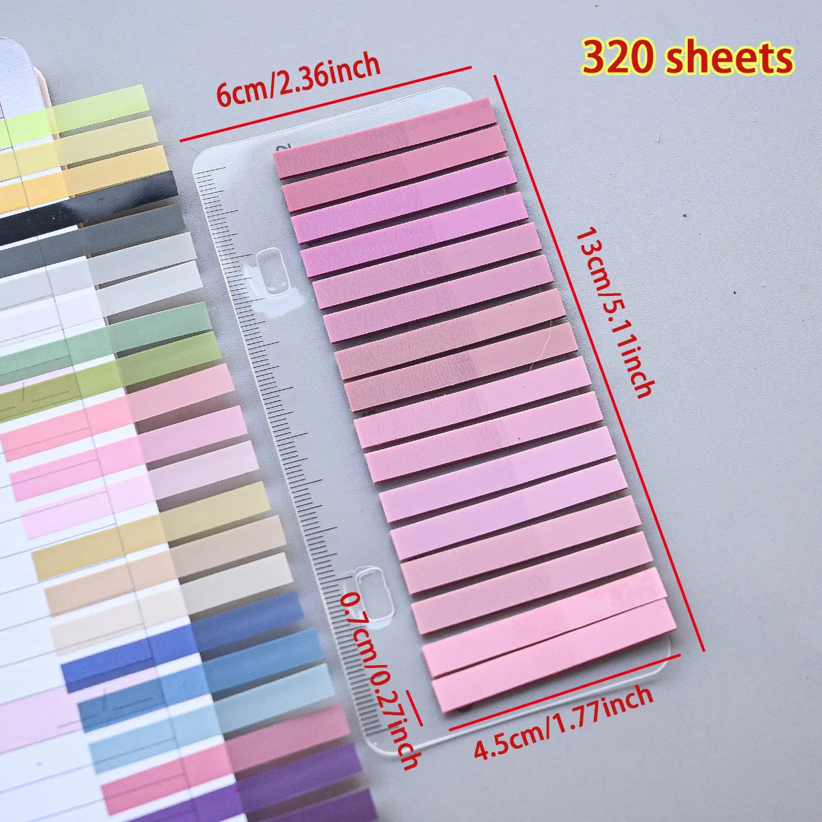 320PCS Clear Sticky Notes Self-Adhesive Colorful Memo Pads for Office School Book Annotation Index Tabs Stationery