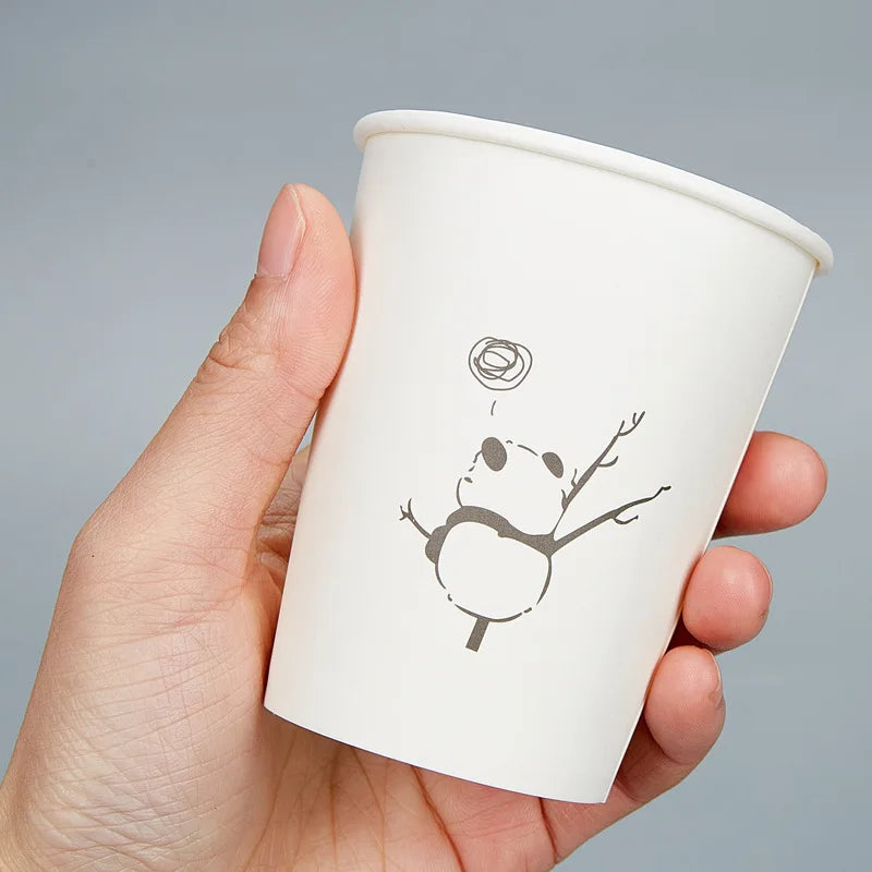 50pcs Disposable Cartoon Cute Cups White Thicken Durable Cups for Hot and Cold Drinks Household Party Office Coffee Cup