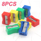 8pcs Mini Colored Single Hole Rectangular Plastic Pencil Sharpener for Elementary School Students, Manual Turning Pencil Sharpe