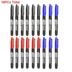 6PCs/Set Permanent Marker Pen Fine Point Waterproof Markers Thin Nib Crude Nib Black Blue Red Ink 1.5mm Fine Color Marker Pens