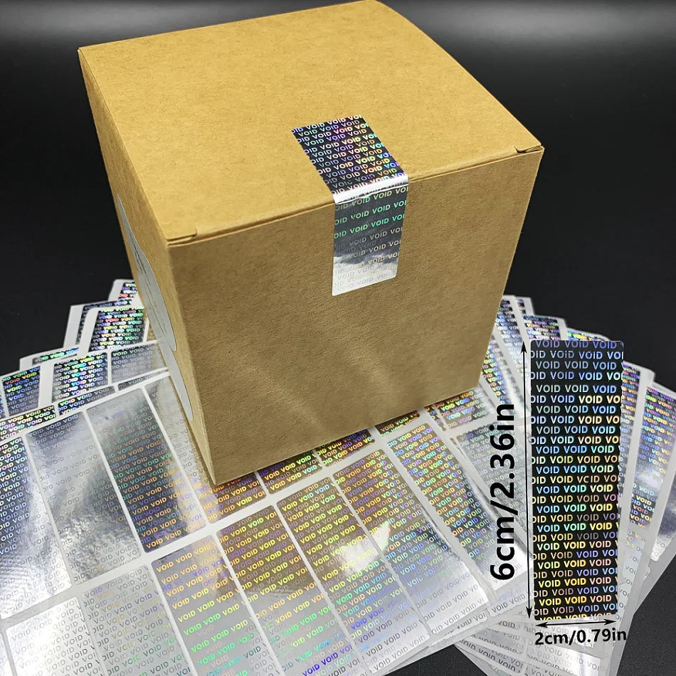 112pcs/240pcs Holographic Labels Tamper Evident Sealing Void Security Stickers for Gift Box Shipping Box Commercial Package