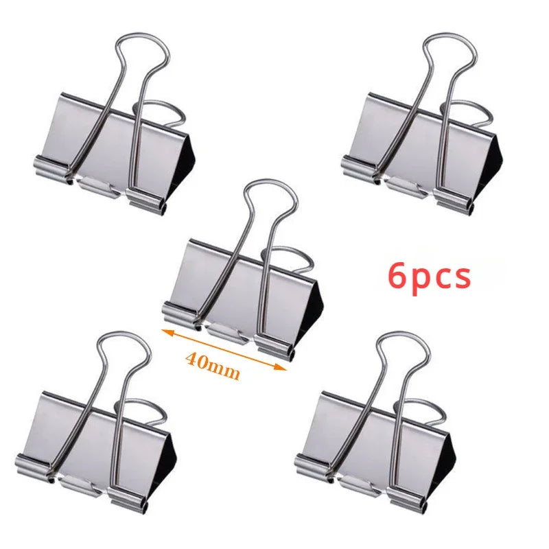 5-30Pcs Binder Clips File Metal Paper Clips Silvery Paper Clip Clamp 15/19/32/40/50mm Stationery Clip Office School Supplies