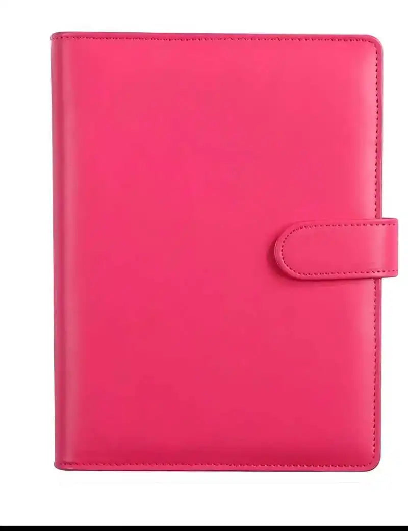 New A5 PU Leather Binder Cover with Magnetic Buckle Closure, 6 Ring Personal Notebook for Organizing Planner, Photo Card Sleeves