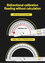 Stainless Steel Rotating Protractor 180° Angle Gauge Finder High Precision Metal Protractor Woodworking Metal Measuring Ruler