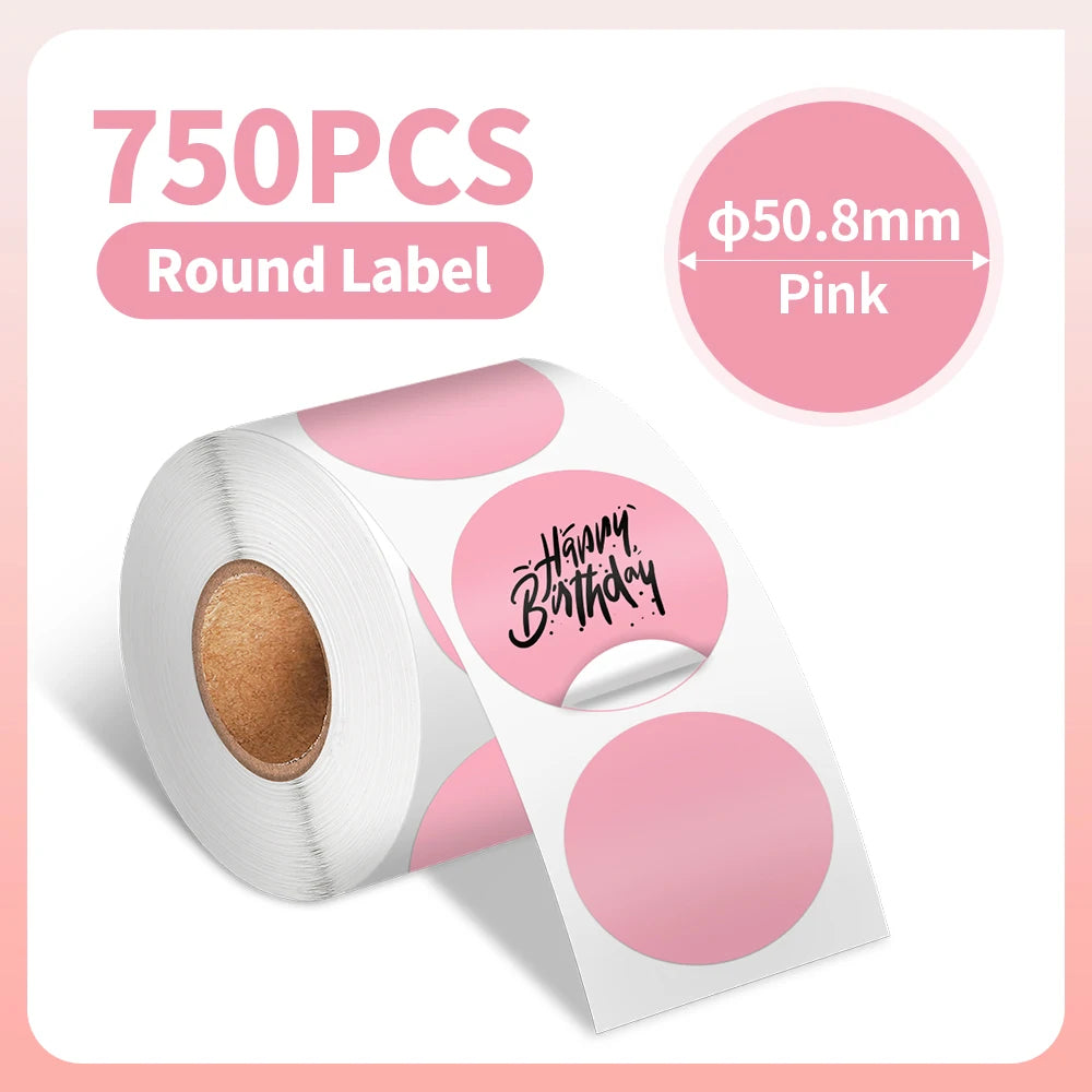 Thermal Label Paper round Sticker White Pure Color Shipping Label Waterproof for Phomemo PM241/PM246S/D520 Label Printer