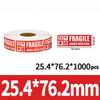 500/1000pcs Fragile Warning Stickers Handle With Care Labels 25.4x76.2mm/50.8x76.2mm For Shipping Packaging