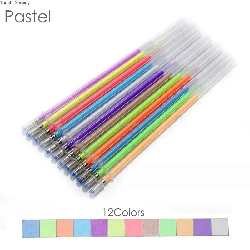 12-100pcs Glitter Pen Refills Set Flash Multicolor Gel Pen Refill Core DIY Art Writing Painting Graffiti Pen Refills Supplies