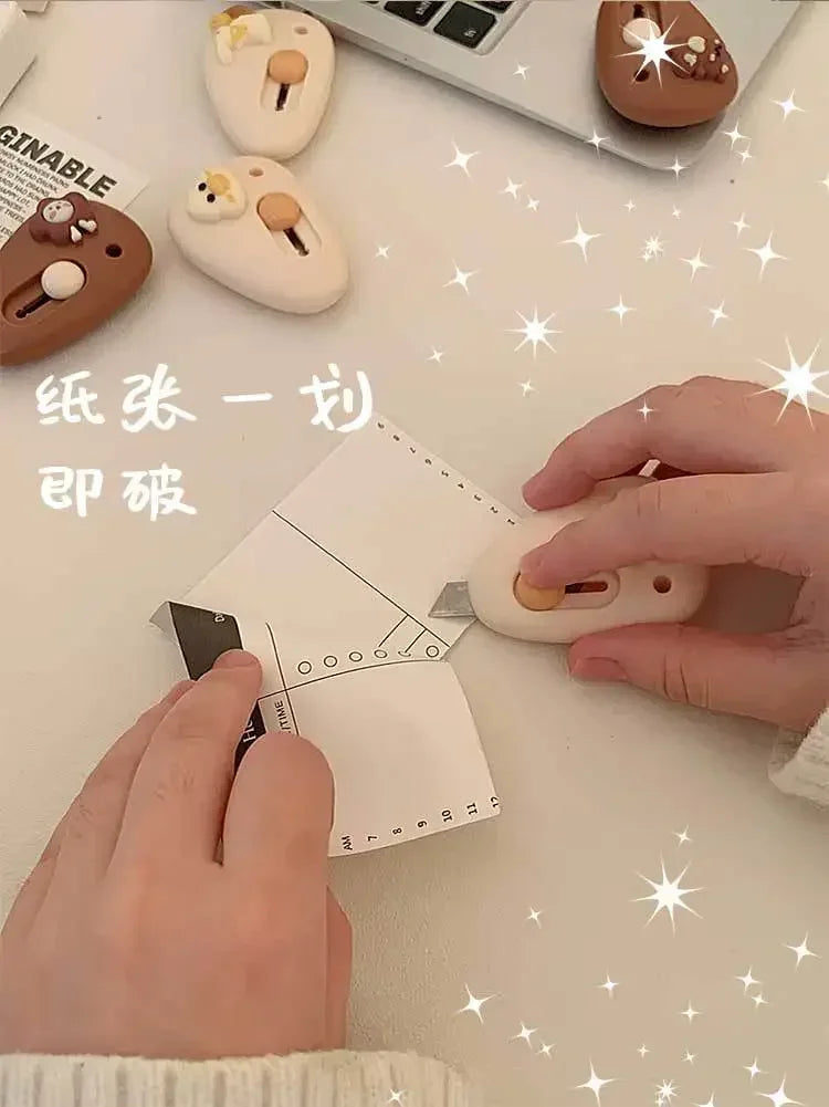 1Pcs cute Mini Art Knife Premium Cartoon Triangle Letter Opener Cutting Blade for Office Stationery Box Opener