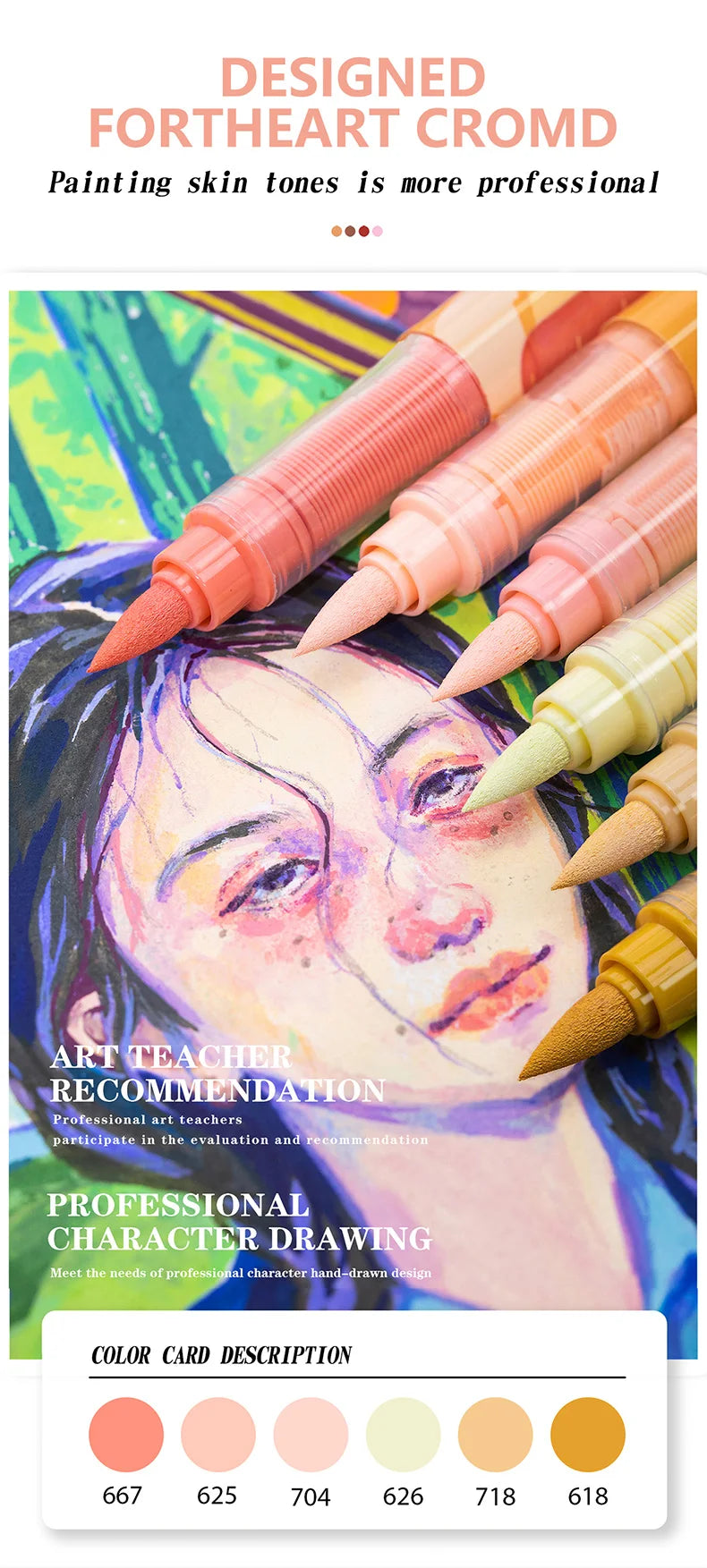 GuangNa 12-72 Colors Soft Brush Acrylic Marker Pen Set,Skin Tone, Macaron color,DIY Hand Drawn,Paint Art Markers pens,GN.8201F/M