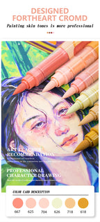GuangNa 12-72 Colors Soft Brush Acrylic Marker Pen Set,Skin Tone, Macaron color,DIY Hand Drawn,Paint Art Markers pens,GN.8201F/M