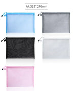 Transparent  A4/A5/A6 Mesh Zipper Pouch Clear Document Bag Book File Folders Stationery Pencil Case Storage Bags Makeup Pouch