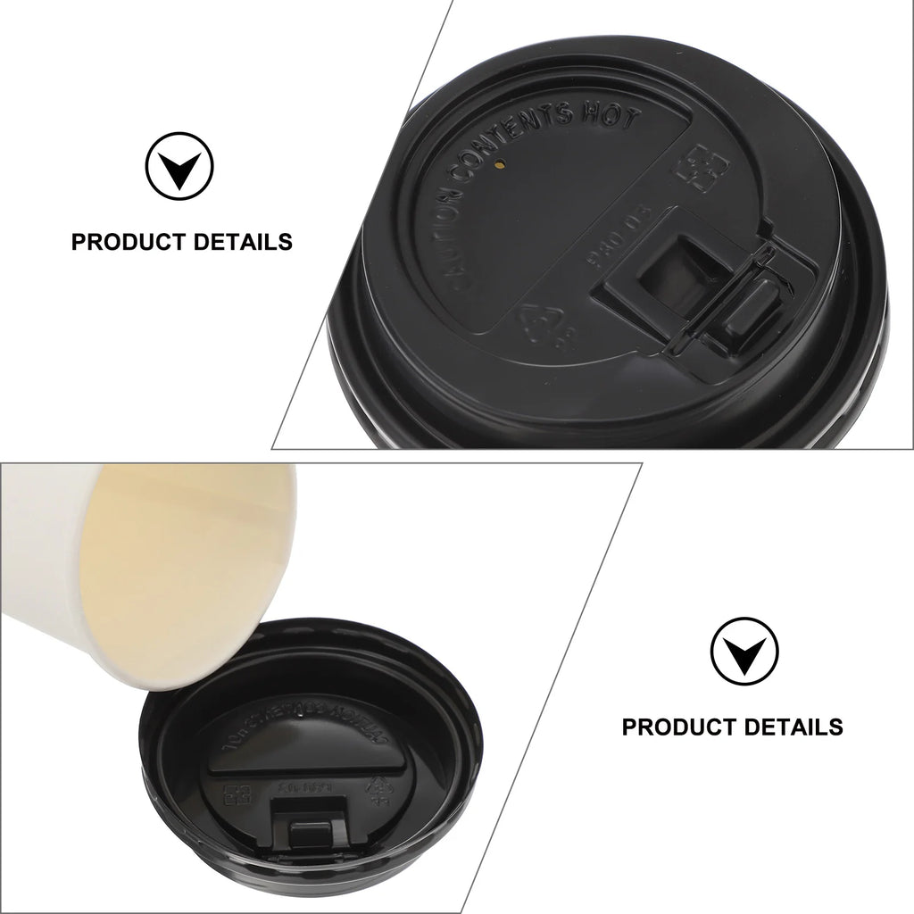 50pcs Disposable Coffee Cups Insulation Takeaway Double-Layer European Style Simplicity Paper Cup With Lid (8/12oz, 280/350ml)