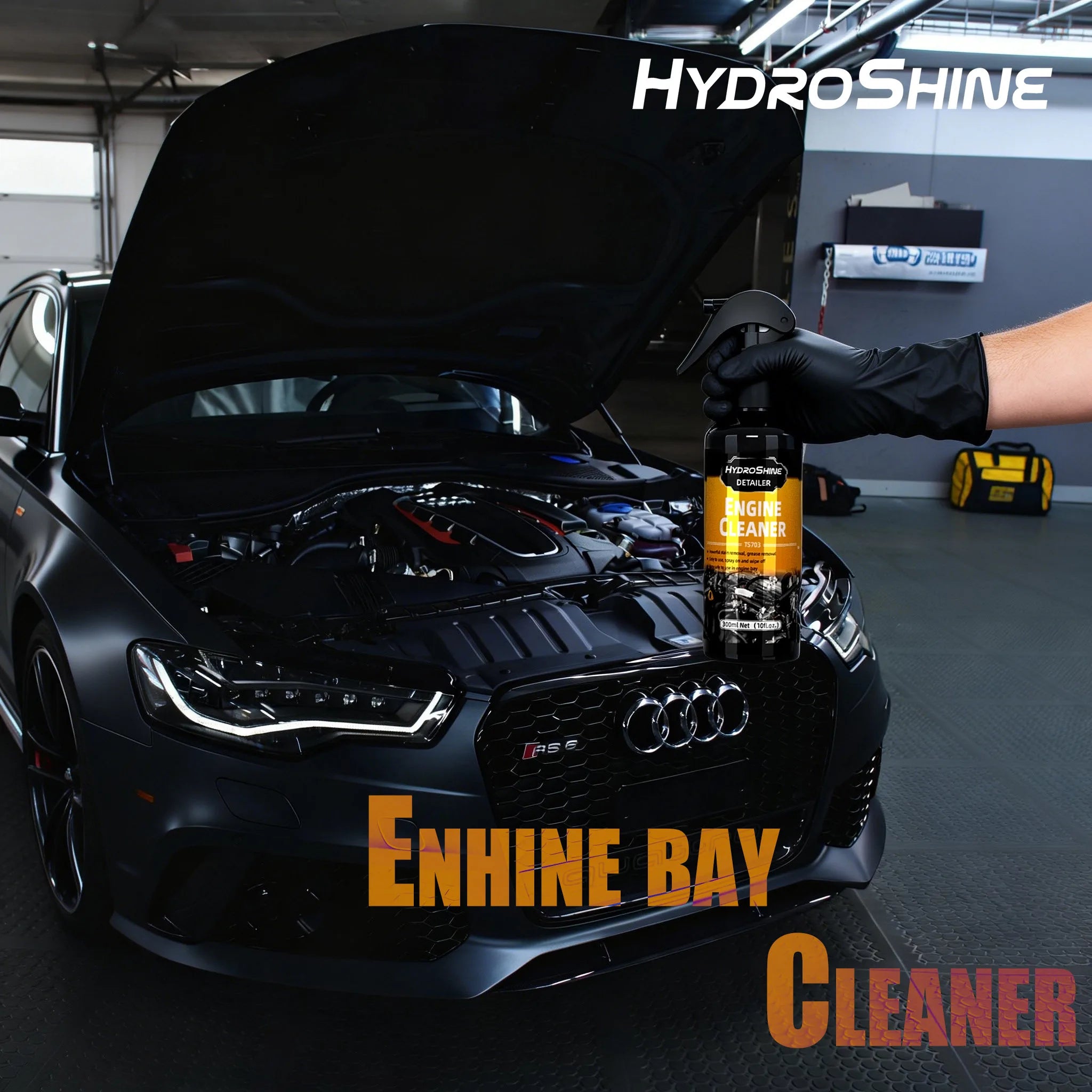 Hydroshine Engine Bay Cleaner Care  Heavy Oil Dust Clean Spray for Car Engine Powerful Decontamination Compartment Cleaning Tool