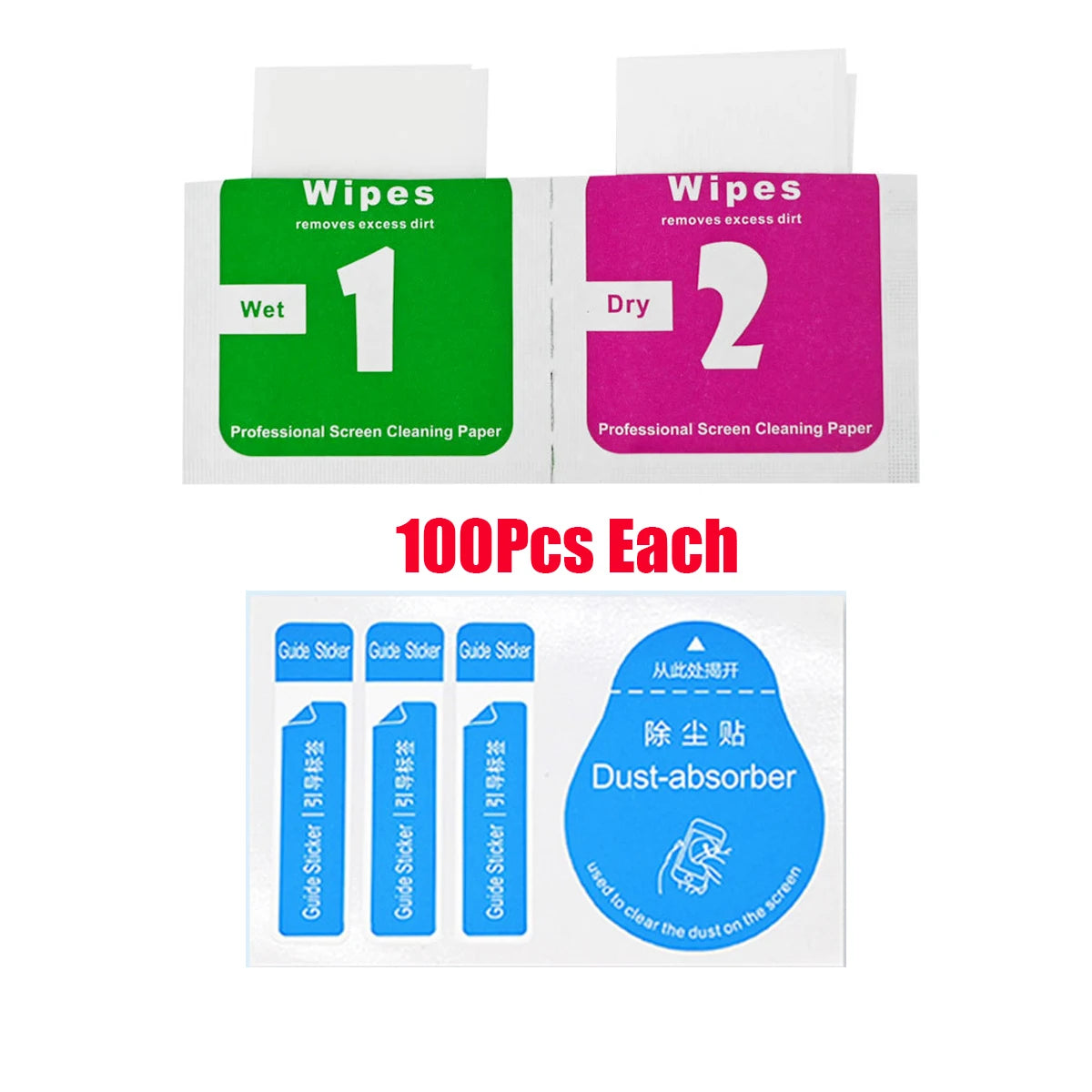 200Pcs Wet Dry Cleaning Wipes Paper Dust Absorber Sticker For Phone Screen Rear Camera Lens Optical Dust Cleaning Paper Cleaner