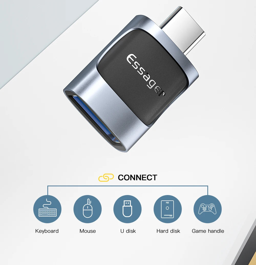 Essager USB C To USB 3.0 OTG Adapter Type C Female Converter USB-C Male To Micro Adapter For Xiaomi 12 POCO Oneplus ipad Macbook
