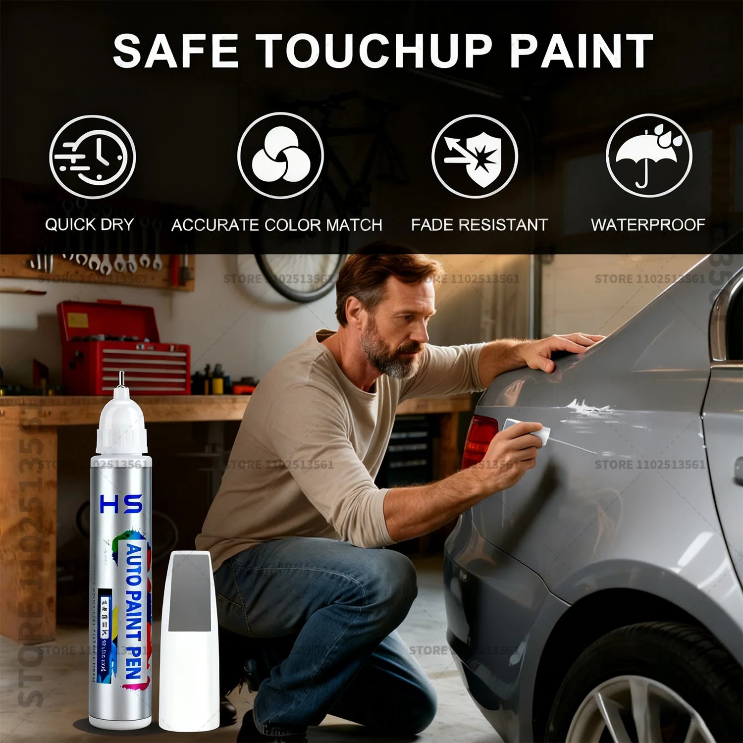 For Tesla Model 3 Y X S Scratch Removal and Wheel Hub Touch Up Pen Paint Clear Coat To Enhance Gloss Pearl White Deepsea Blue