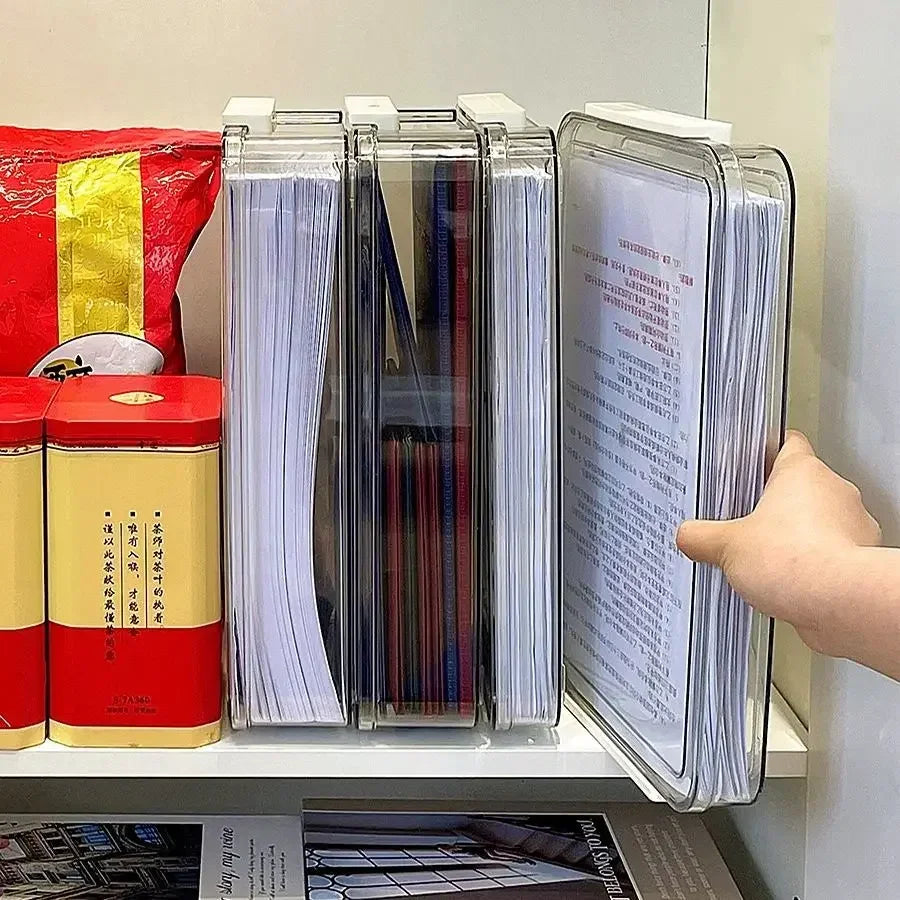 1PCS Acrylic Transparent Desktop Paper Storage Box A4 File Document Exam Paper Organizer Household Dust Proof Card Holder Case