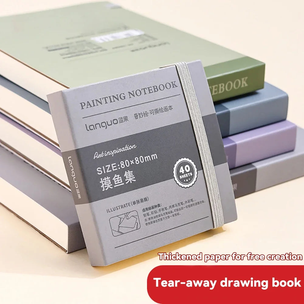 40sheet Tearable Drawing Notebook Sketchbook Handbook 250gsm Paper Mini Book for Watercolor Acrylic Marker Pen Gouache