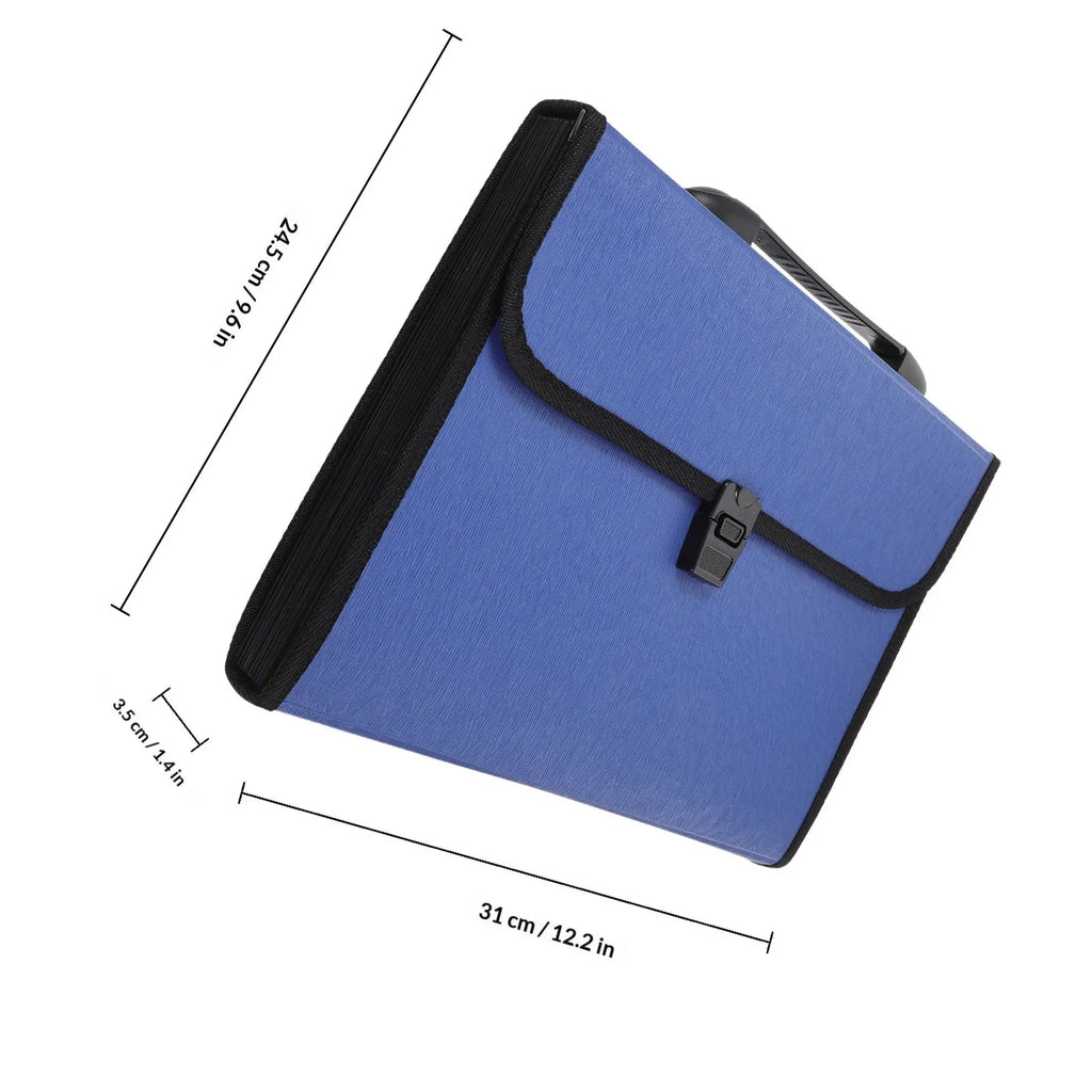 Accordion File Folder Expanding Business Organizer 12 Pockets Waterproof Buckle Handle Portable Folder for A4 Documents Art