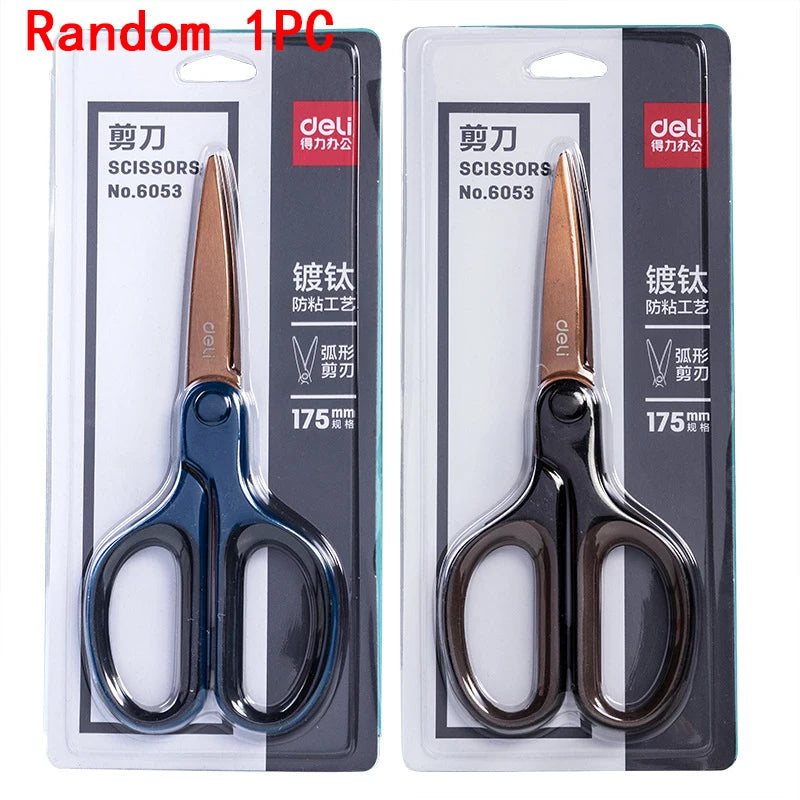 Deli 210/175mm Black Stainless Steel Scissors Business Office Stationery Home Shears Kitchen Knife Cutter Cutting Tool