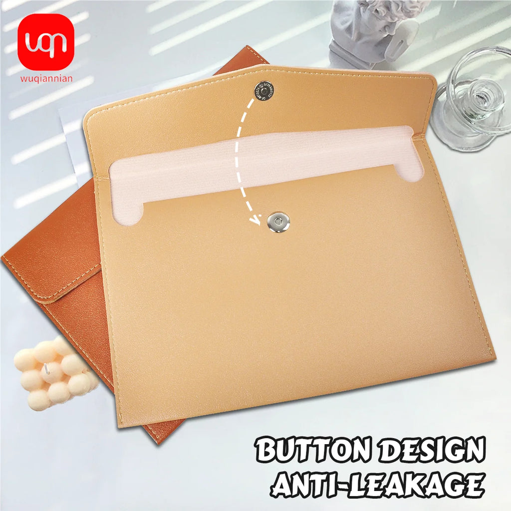 WQN-1PC PU Leather Document Bag A5, Wear-Resistant, Large Capacity, Waterproof, Suitable for Office and School Document Storage