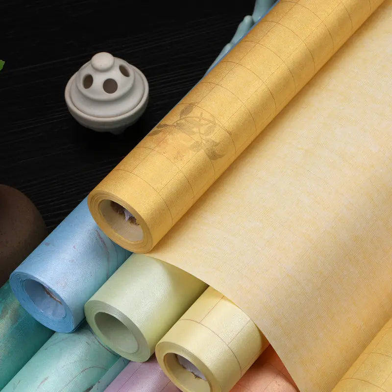 Sumi Art Wax Dye Pearlescent Ink Colorful Half Ripe Rice Paper Xuan Paper Scroll Multicolor Brush Calligraphy Creation Work Roll