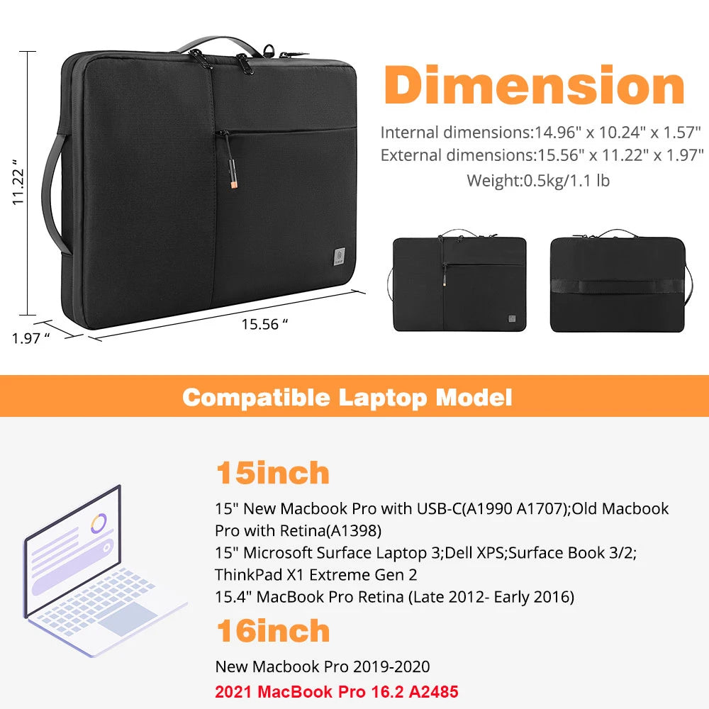 WIWU New Portable Laptop Sleeve 13 14 Double Layer Laptop Bag for MacBook Air 15 Air 13 2025 Case Waterproof Bag for Laptop 15.6