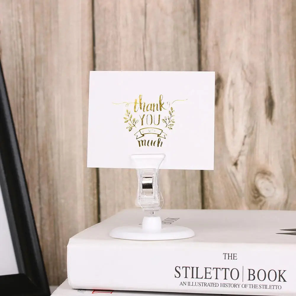 Transparent Clip Plastic Double Clip Adjustable Sign Card Display Holder Advertising Folder Clamp Office School Binding Supplies