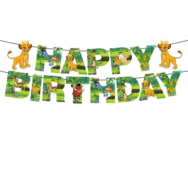 Lion King Birthday Party Decoration Lion Disposable Dinnerware Tablecloth Cup Plate 3D Balloon for Kids Baby Shower Supplies