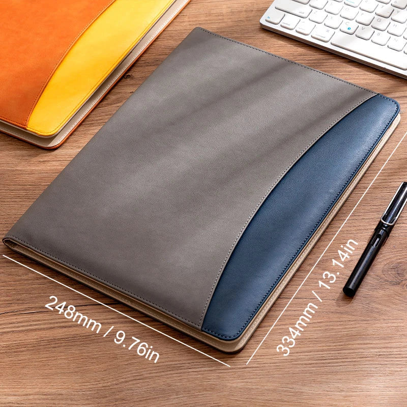 A4 Business Leather Portfolio Padfolio Folder Multifunctional Business Manager Clipboard Document Organizer Office Conference