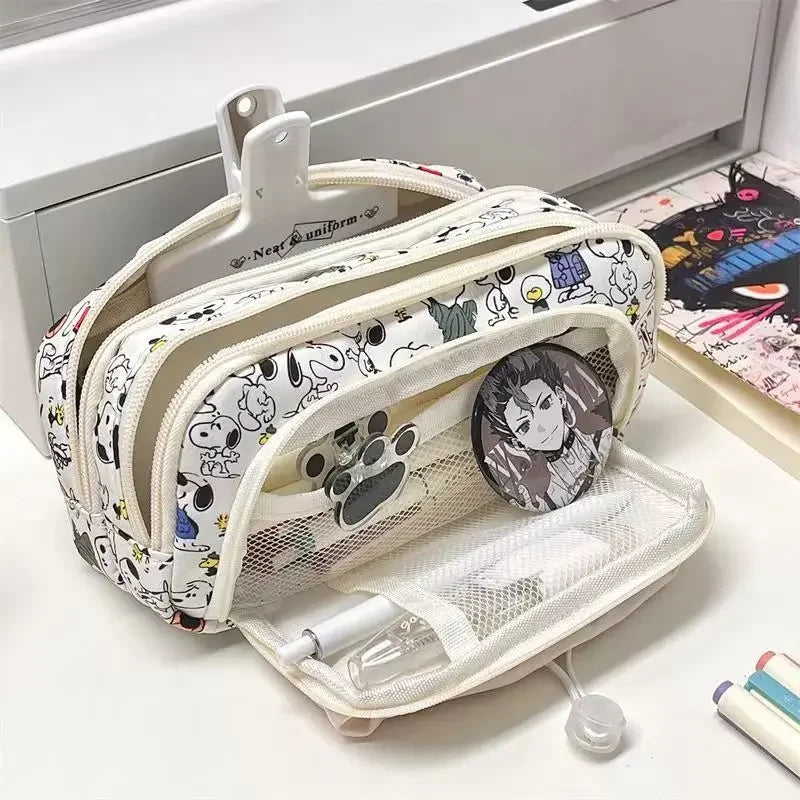 Snoopy Pencil Case Cartoon Large Capacity Pen Bag Stationery Bag Student Supplies Stationery Storage Bag Kawaii New Term Gifts